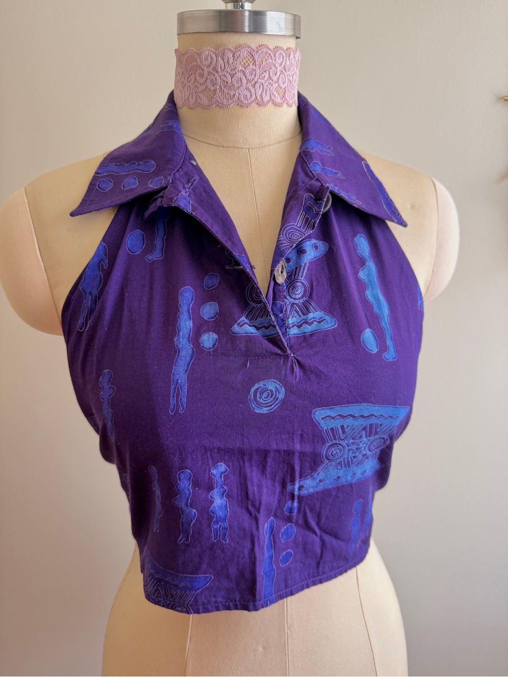 Rare Archival Vintage G Gigli Printed Halter Top